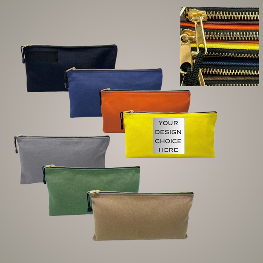 Canvas bags with brass zipper